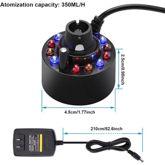 350ml/H Ultrasonic MistMaker Atomizer with LED Changing Light for Water Fountain - Picture 3 of 7